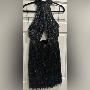 Beautiful black sparkly fringe dress